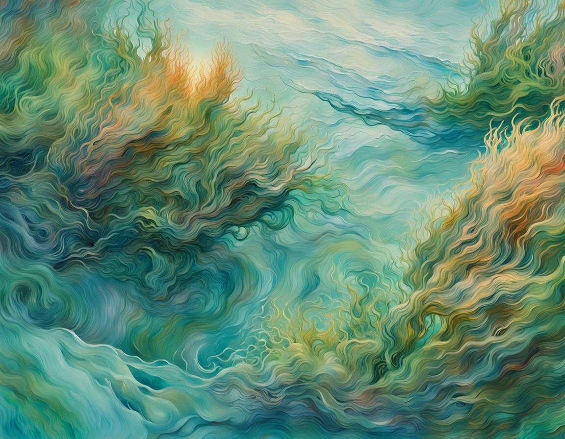 Impressionist Coral Reef with Swaying Kelp