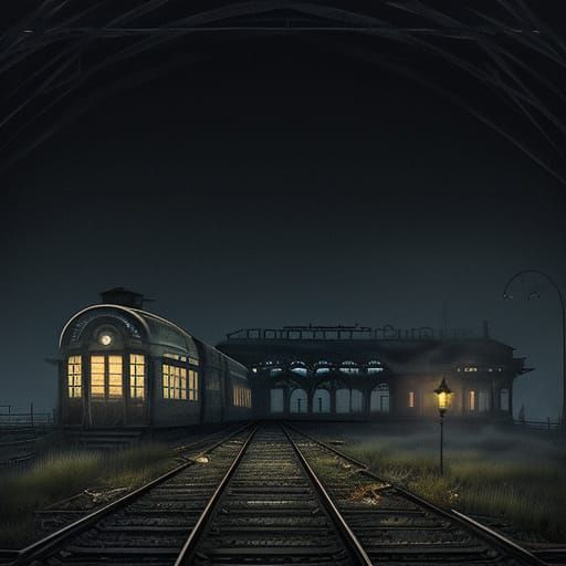 Ghostly Train Appears at Abandoned Station in Eerie Surreali...