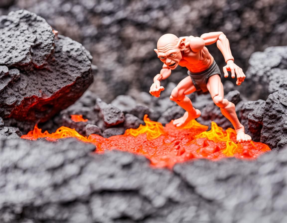 Action Figure Battle Over Lava River