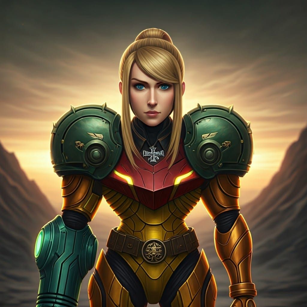 Armored Hero in Dramatic Oil Painting Style