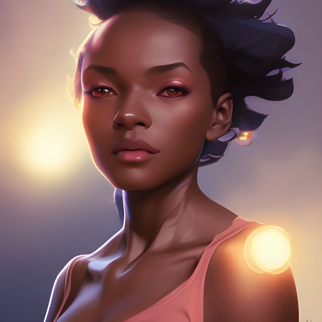 Anime Portrait of a Black Girl in 8K