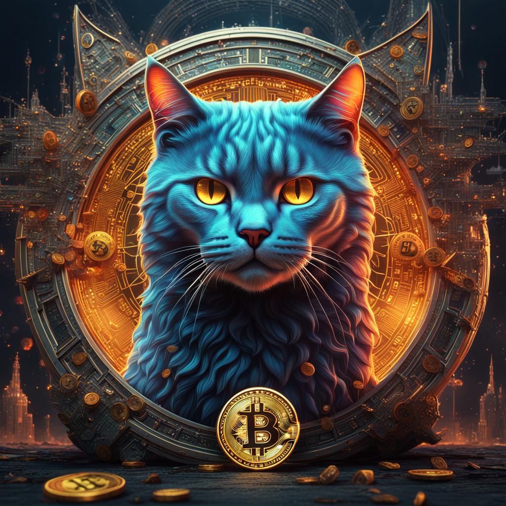 Bitcoin Cat NFT Brain: Detailed Digital Art