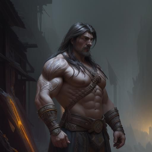 Epic Russian Warrior in Dark Fantasy Style