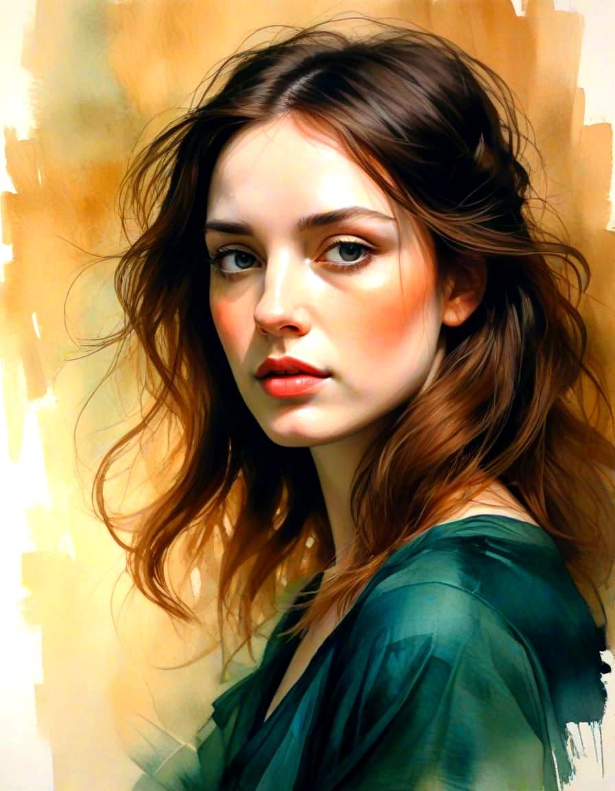 Portrait, Three-quarter view, Ethereal, Dreamlike lighting, ...