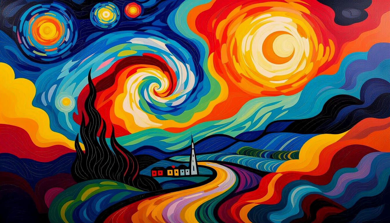 Psychedelic Synesthesia Art in Impasto Style