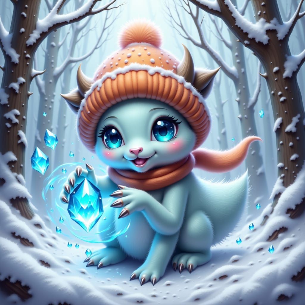 Abomasnow Mega Evolve in Snowy Forest, Ethereal Art