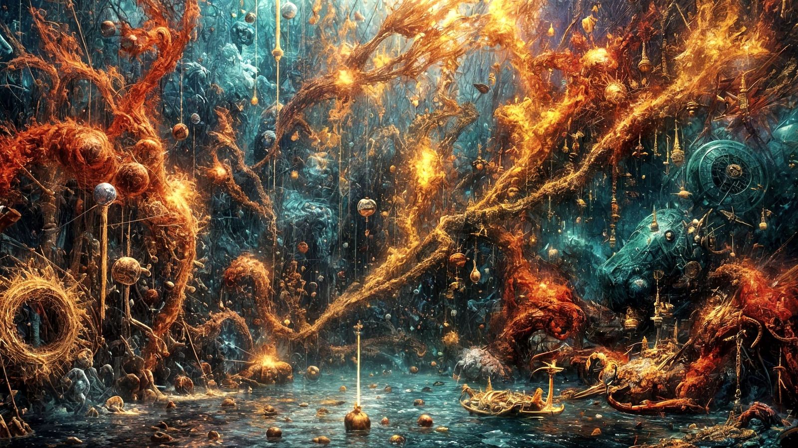 Surreal Abstract Composition in Vibrant Colors