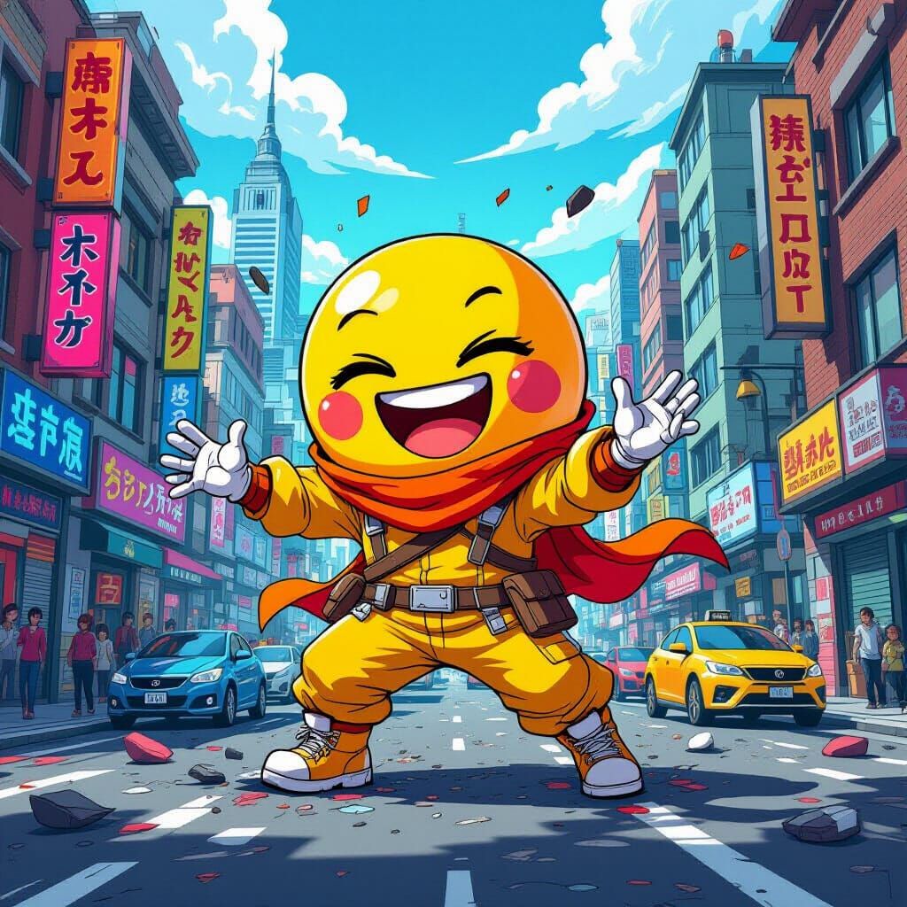 Mischief Emoji Wreaks Havoc in Cityscape