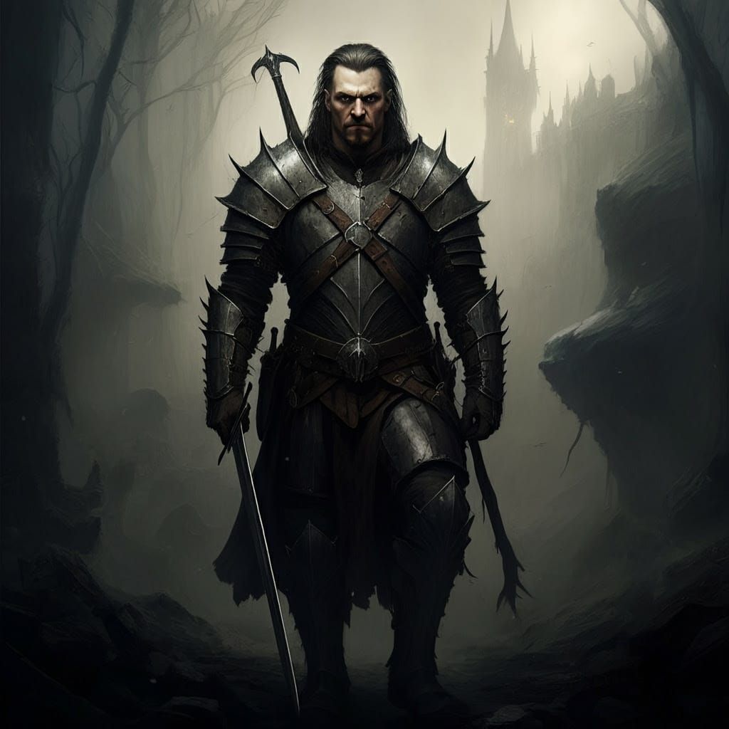 Dark Fantasy Landscape in Oil Painting Style