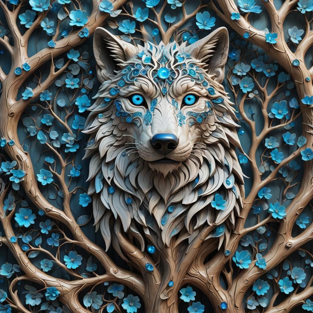 Enchanting 3D Wolf Tree in Fairy Forest