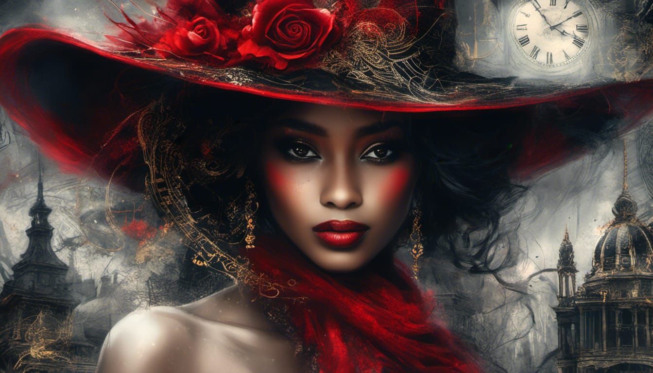 Elegant Woman in Red Fedora: A Captivating Portrait