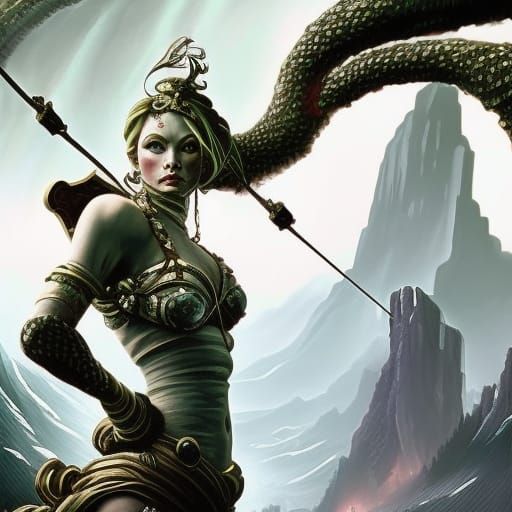 Humanoid Snake in Hyperdetailed Digital Painting