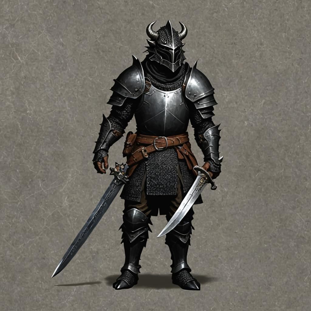 Black Dragonborn Warrior with Sword and Shield