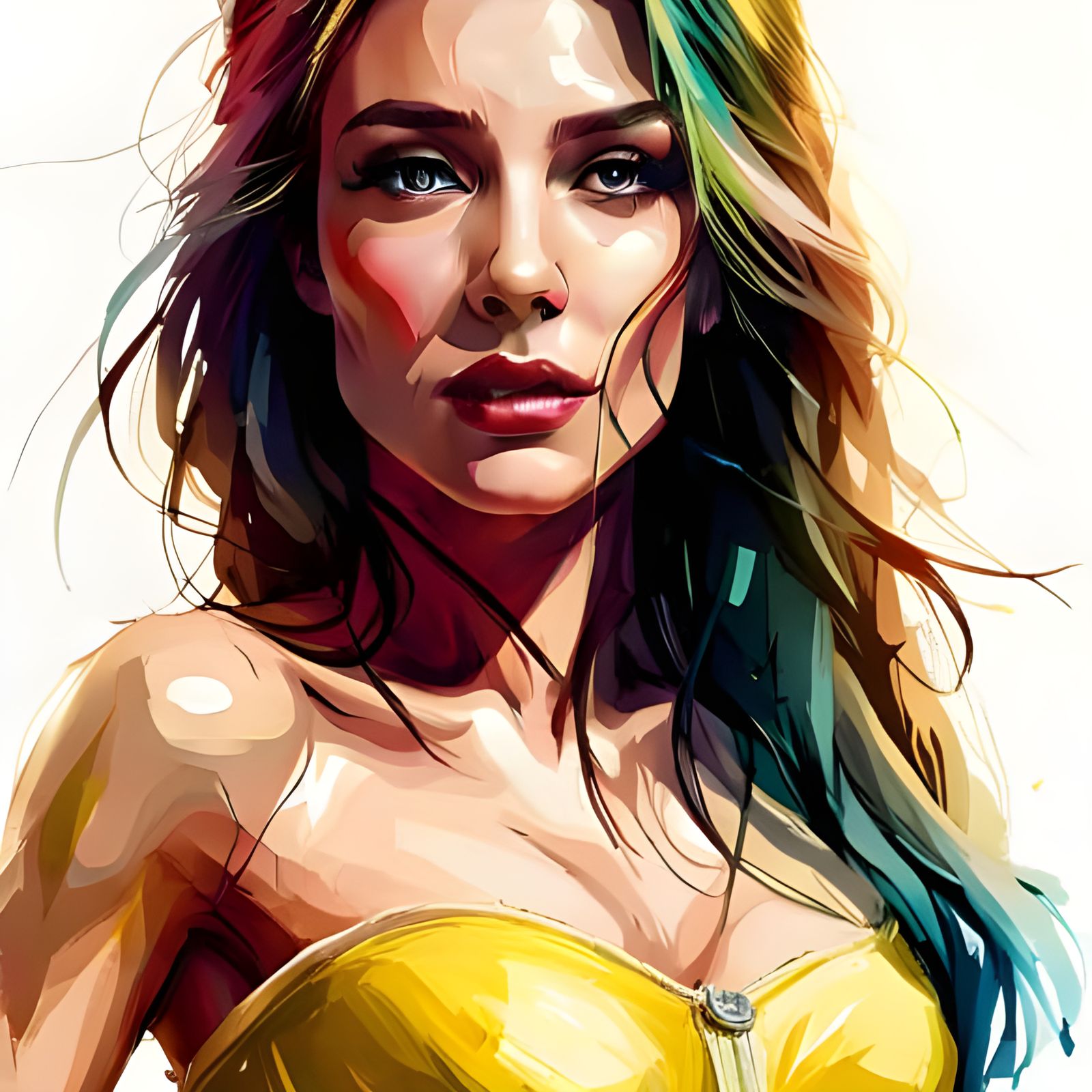 Princess Belle in Yellow Swimsuit: Hyperrealistic Beach Port...