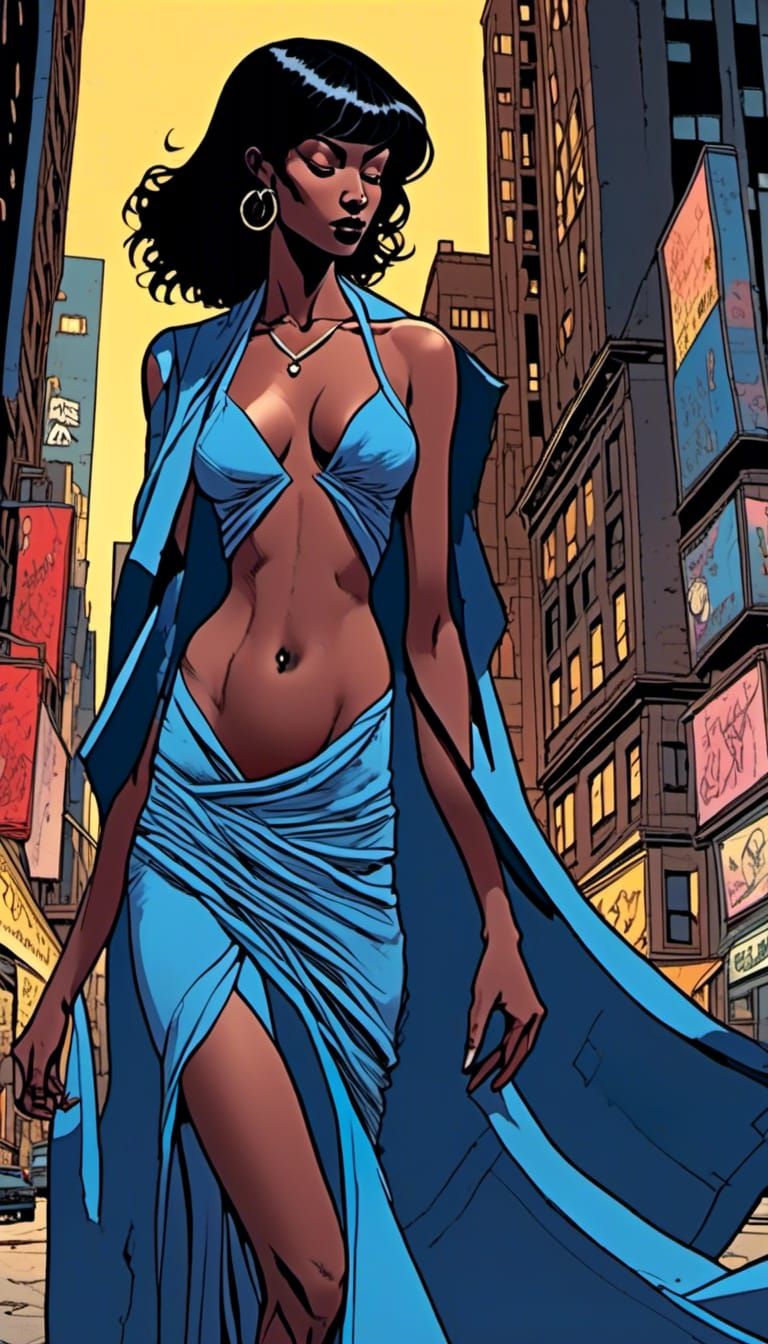 African Goddess in Gritty Graphic Novel Style