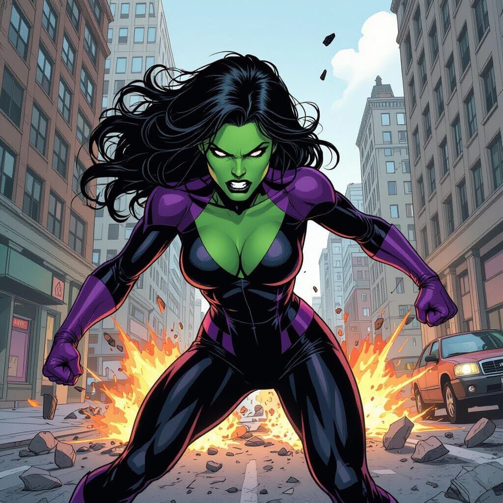 She Hulk in Comic Book Style