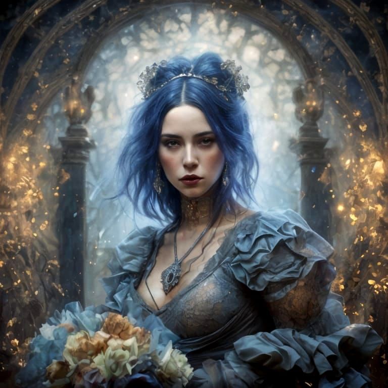 Gothic Glamour: Oil Painting of a Goth Woman