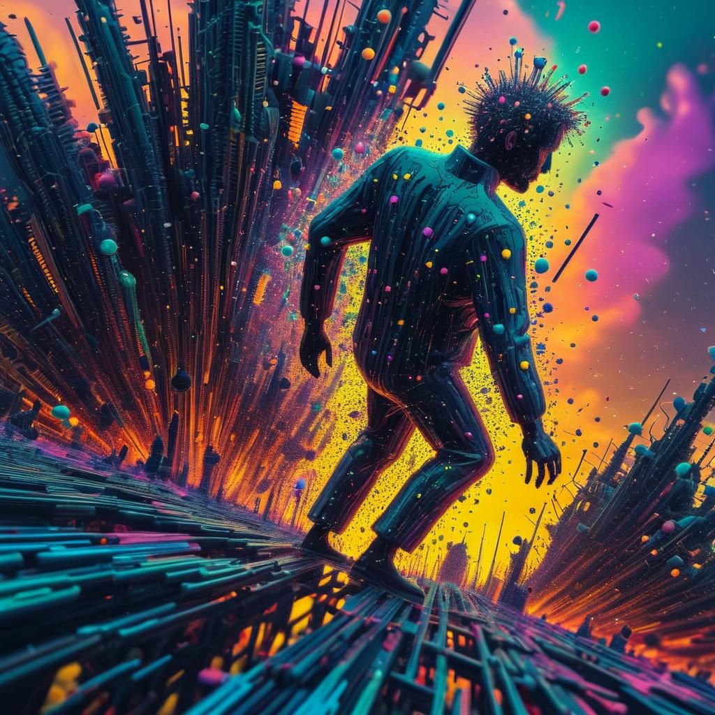 Abstract Explosion with Walking Man