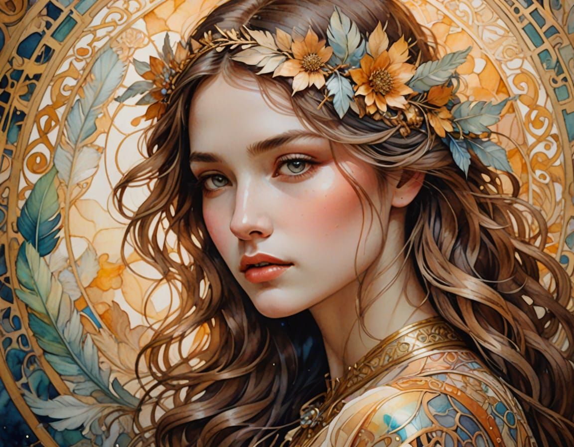 Ethereal Portrait in Vibrant Watercolor Realism