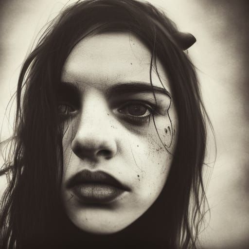 Fine-Line Pencil Sketch of a Goth Woman