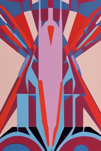 Brutalist Architecture in Mid-Century Synthetism Style