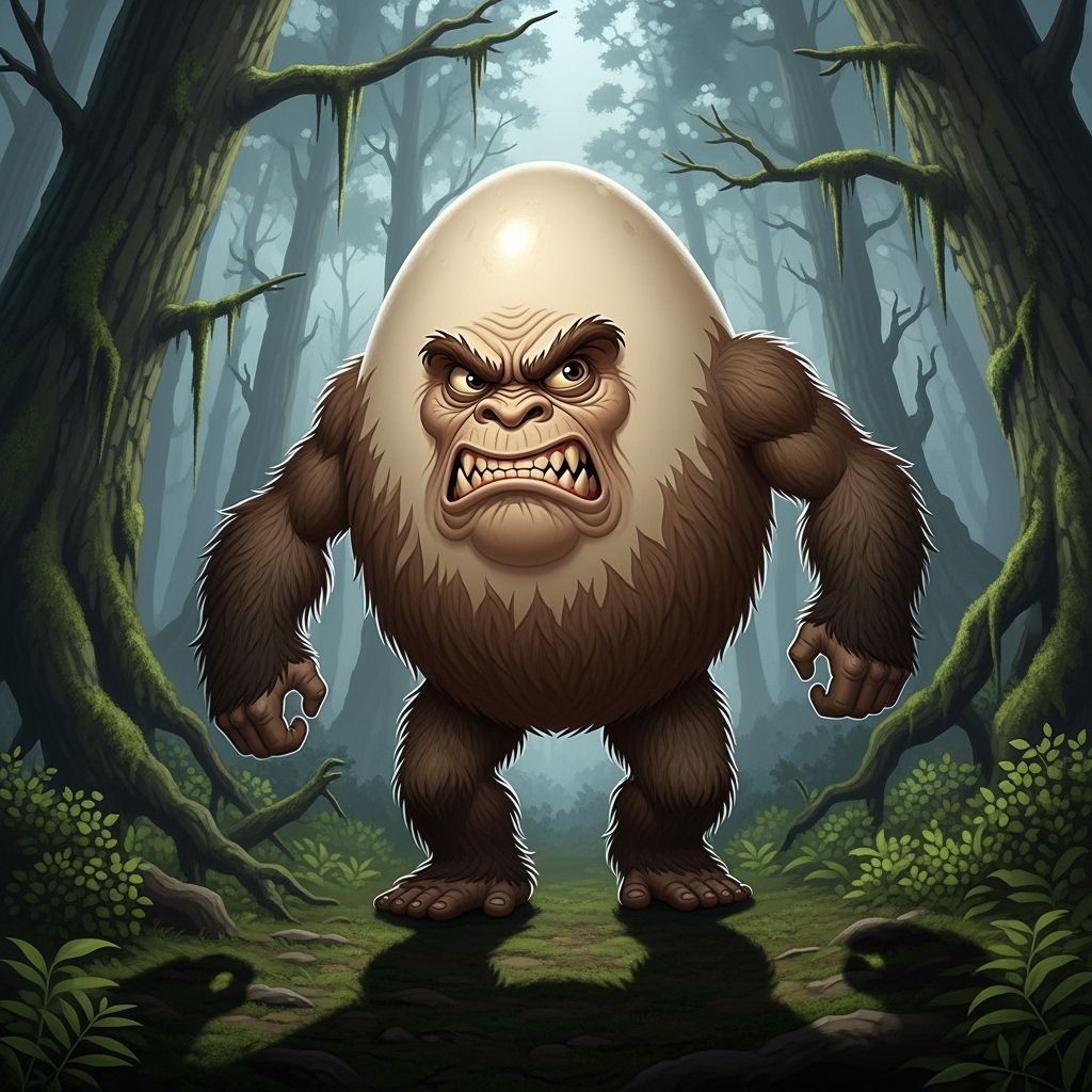 Angry Bigfoot-Egg Creature in Primeval Forest