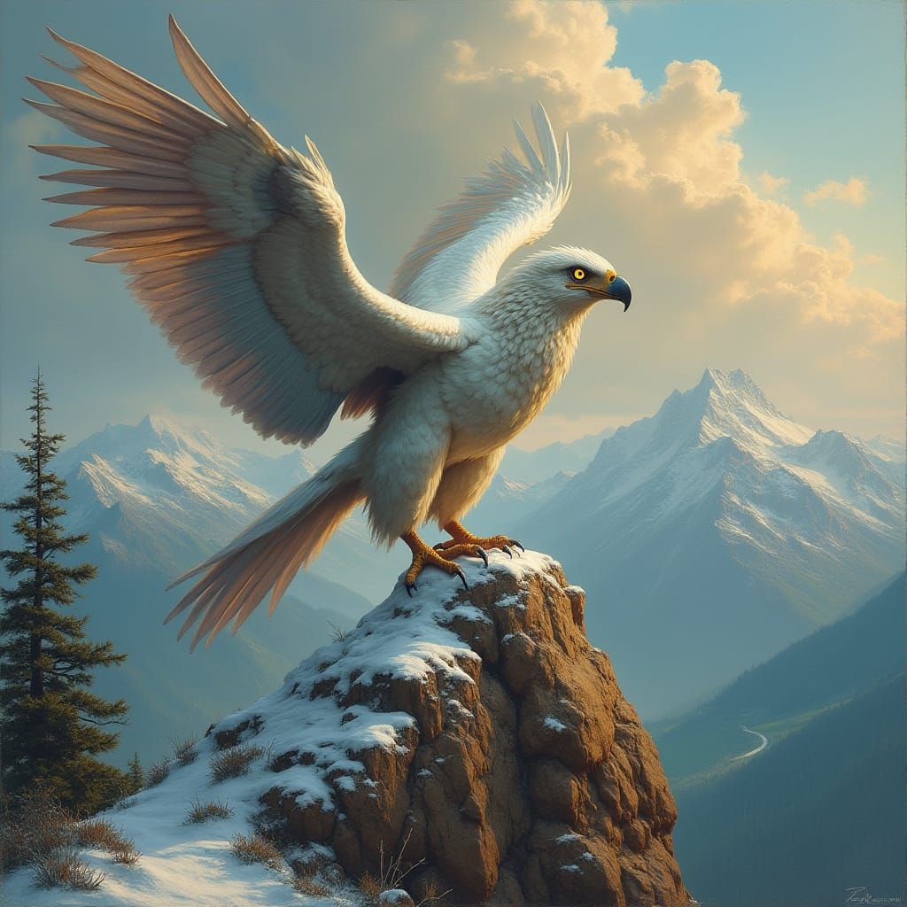 Majestic Griffin in Classical Oil Painting Style