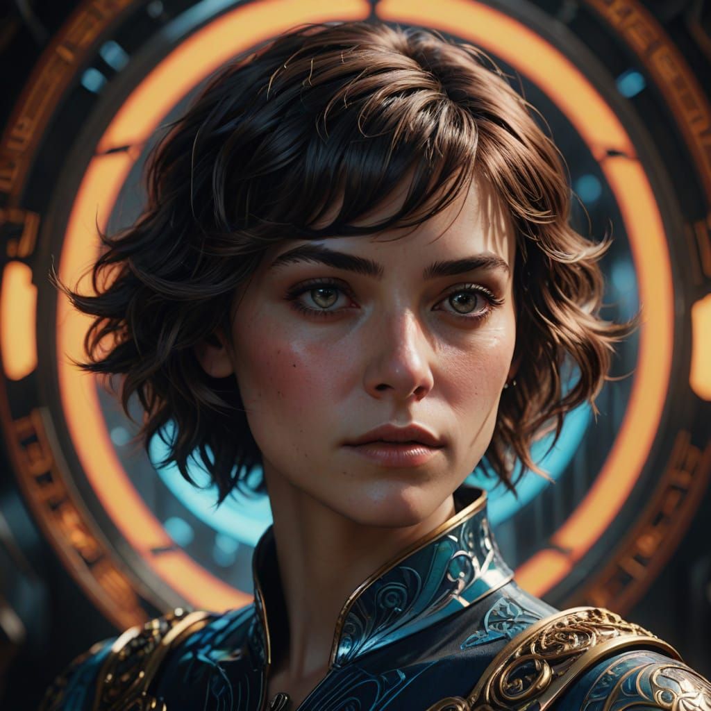 Ethereal Woman in Hyperrealistic Art Nouveau Style