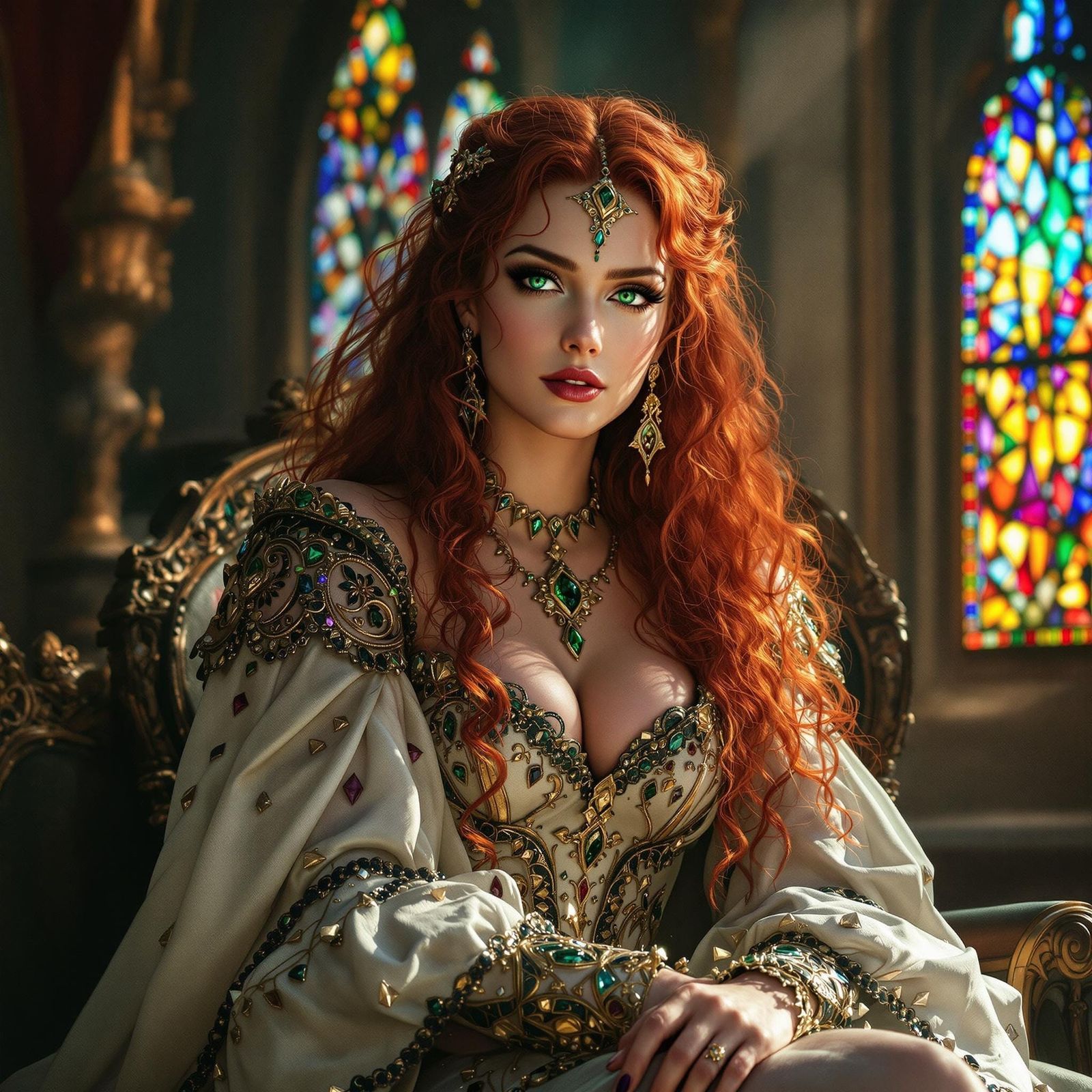Medieval Queen in Ethereal Fantasy Setting