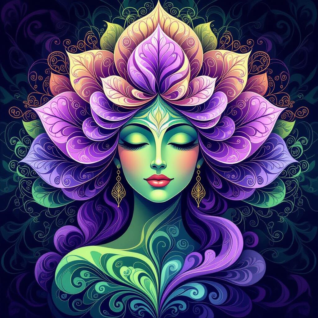 Stylized Goddess of Turnips as Abstract Fractal Art
