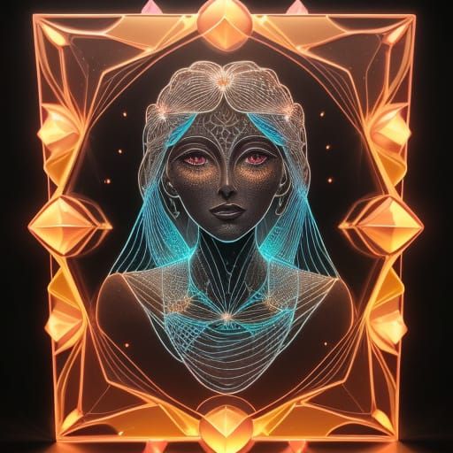 Faberge Face with Circuitry in Rotoscoped Style