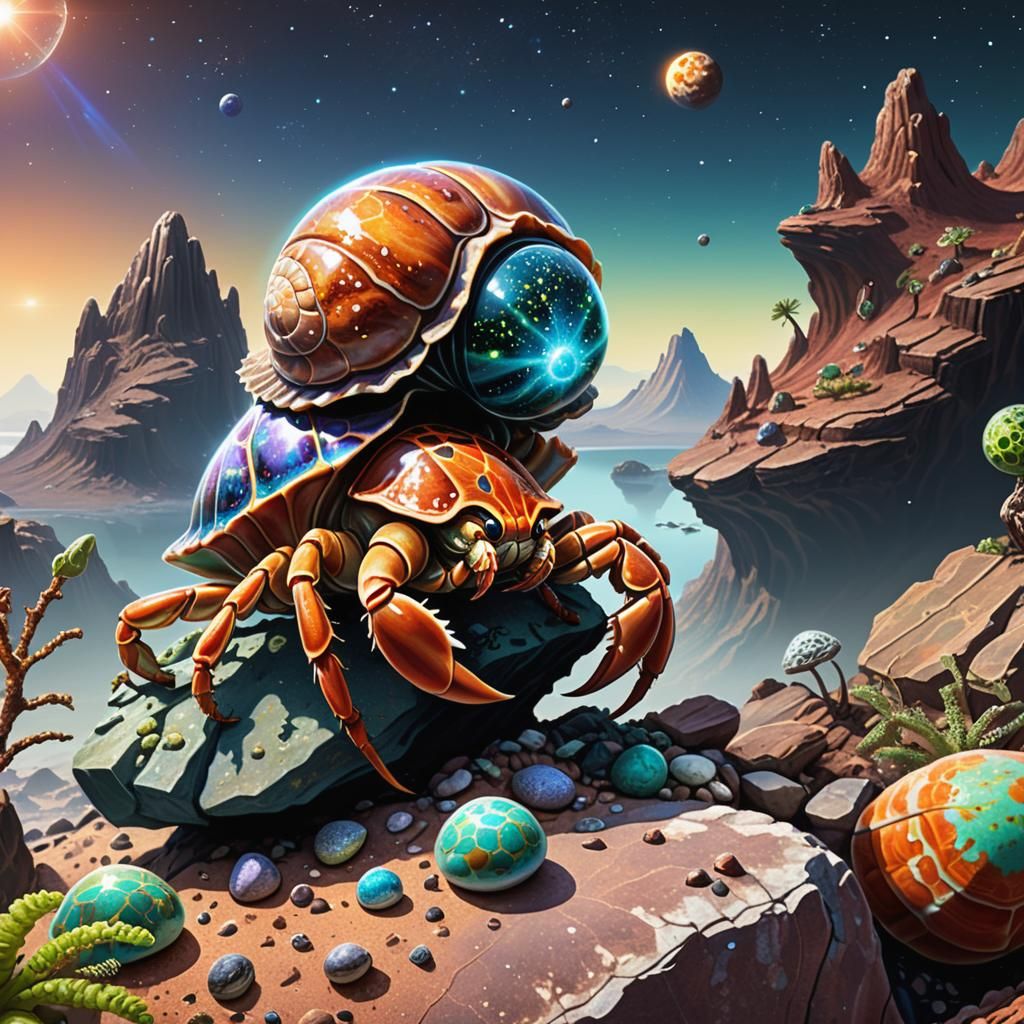 Alien Hermit Crab Specimen on Exoplanet, Biomechanical Surre...