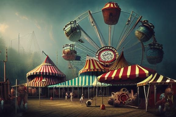 Monster Circus Amusement Park in Grunge Style