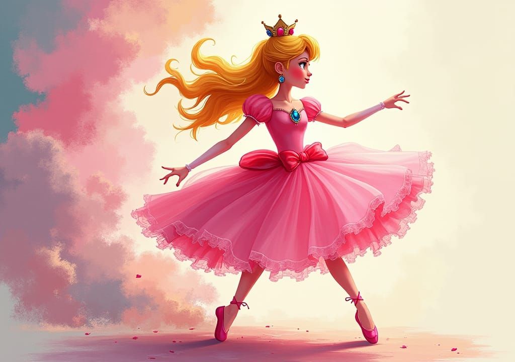 Princess Peach as Ballerina in Playful Digital Art