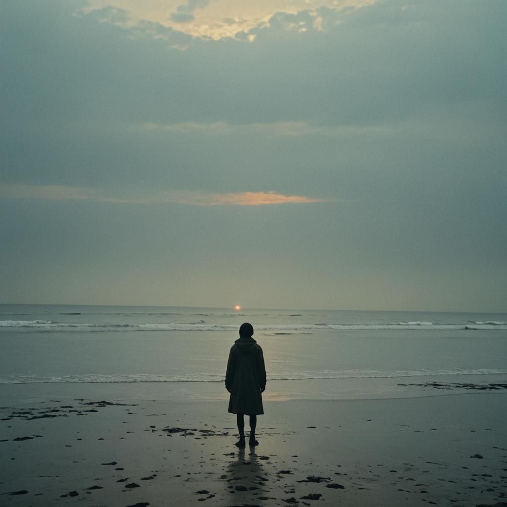 Dramatic Cinematic Film Still of Loss and Waiting