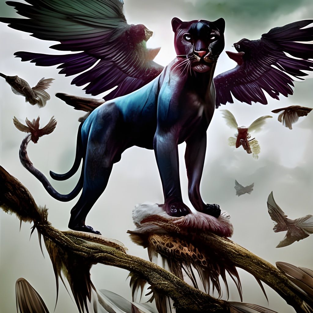 Majestic Winged Panther Portrait in Fantasy Art Style