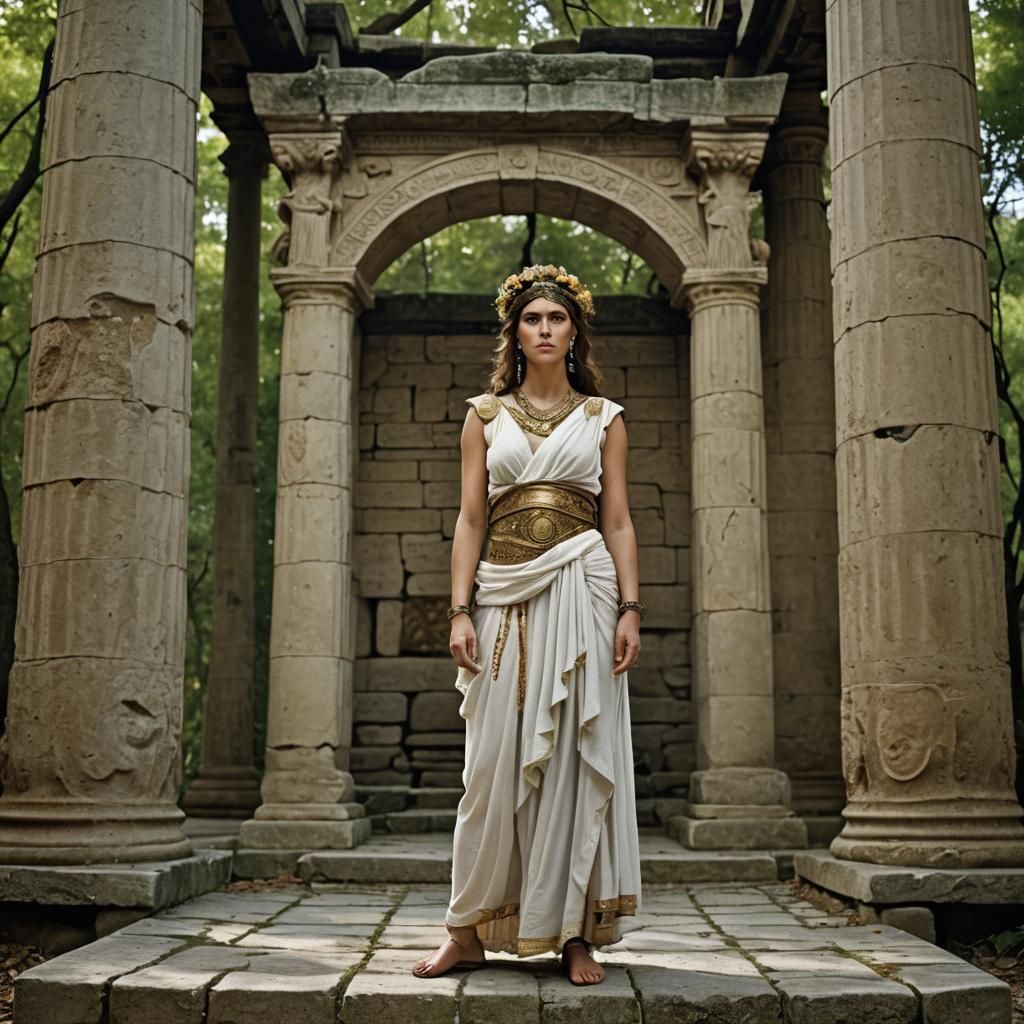 Greek Goddess in Woodland Temple Portrait