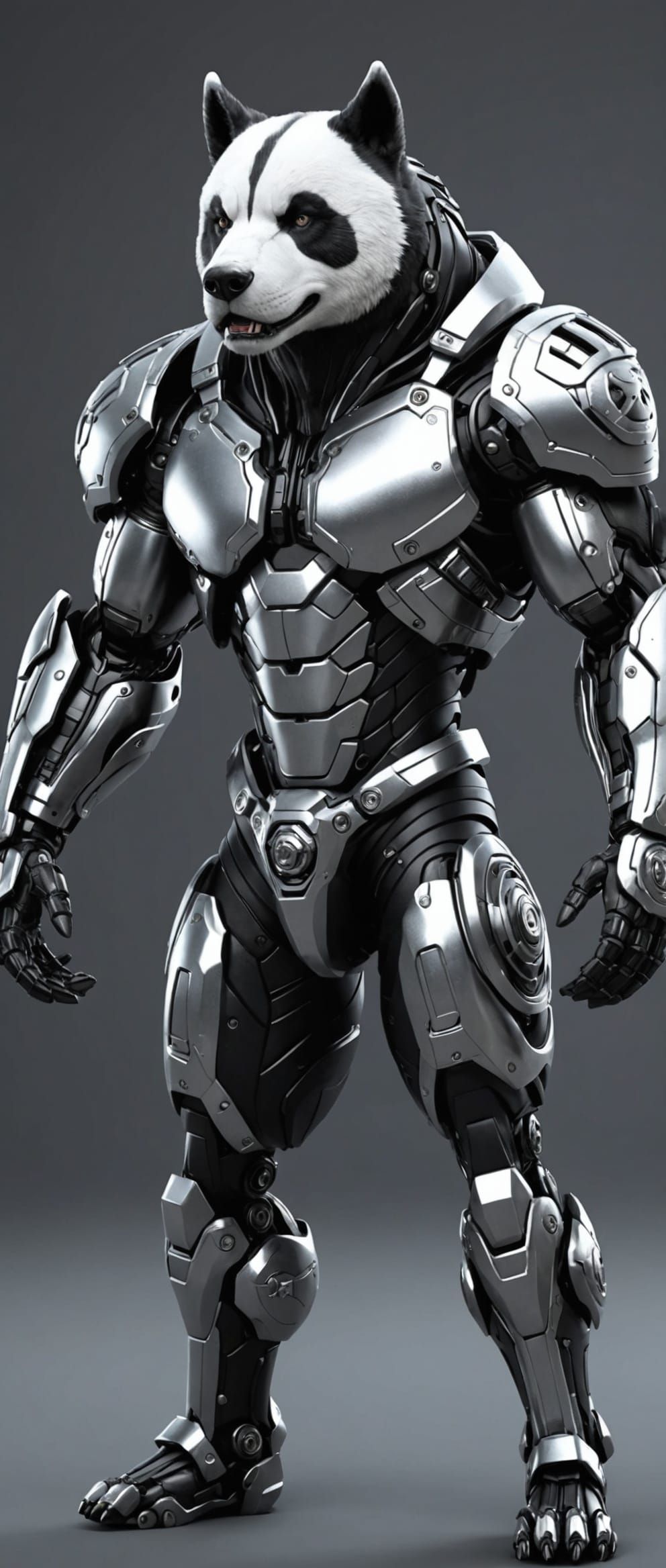 Epic Sci-Fi Panda Husky Bodybuilder Creature