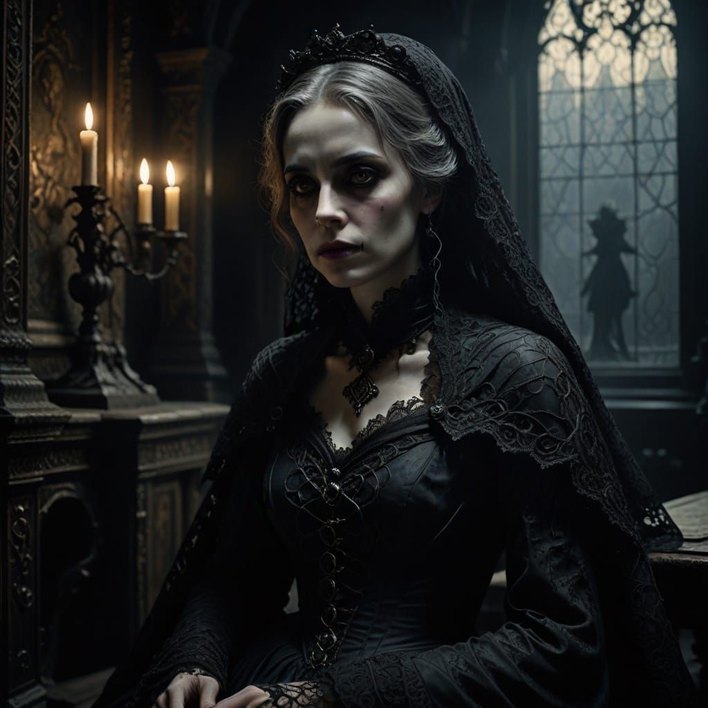 Gothic Vampire in Mysterious Chamber