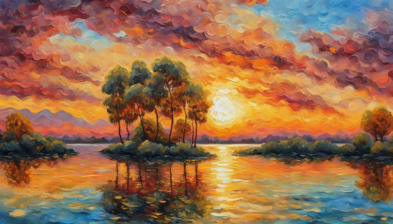 Golden Dawn on a Serene Lake