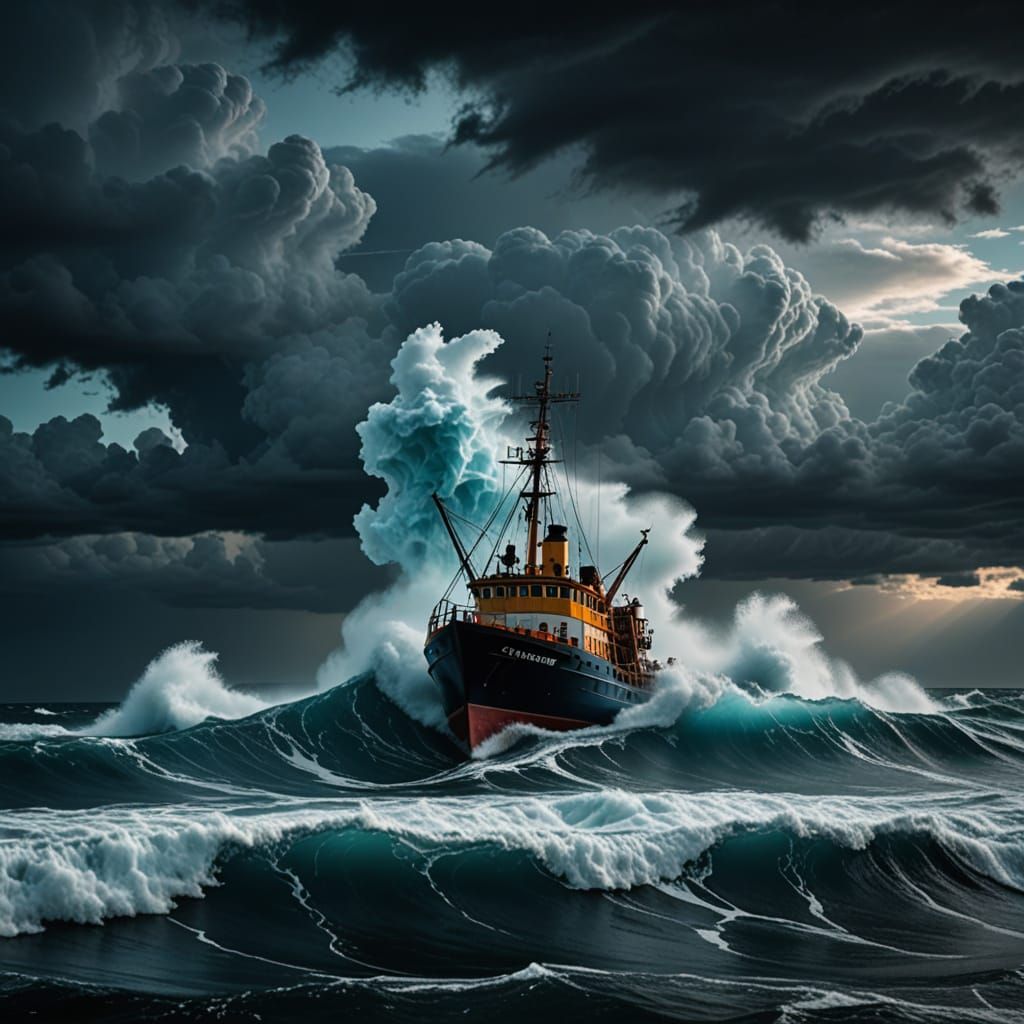Maelstrom Devours Fishing Trawler in Cinematic Photography