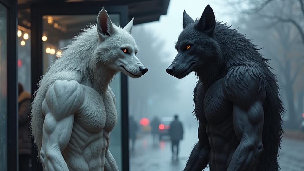 Wendigo and Werewolf Wait for Bus