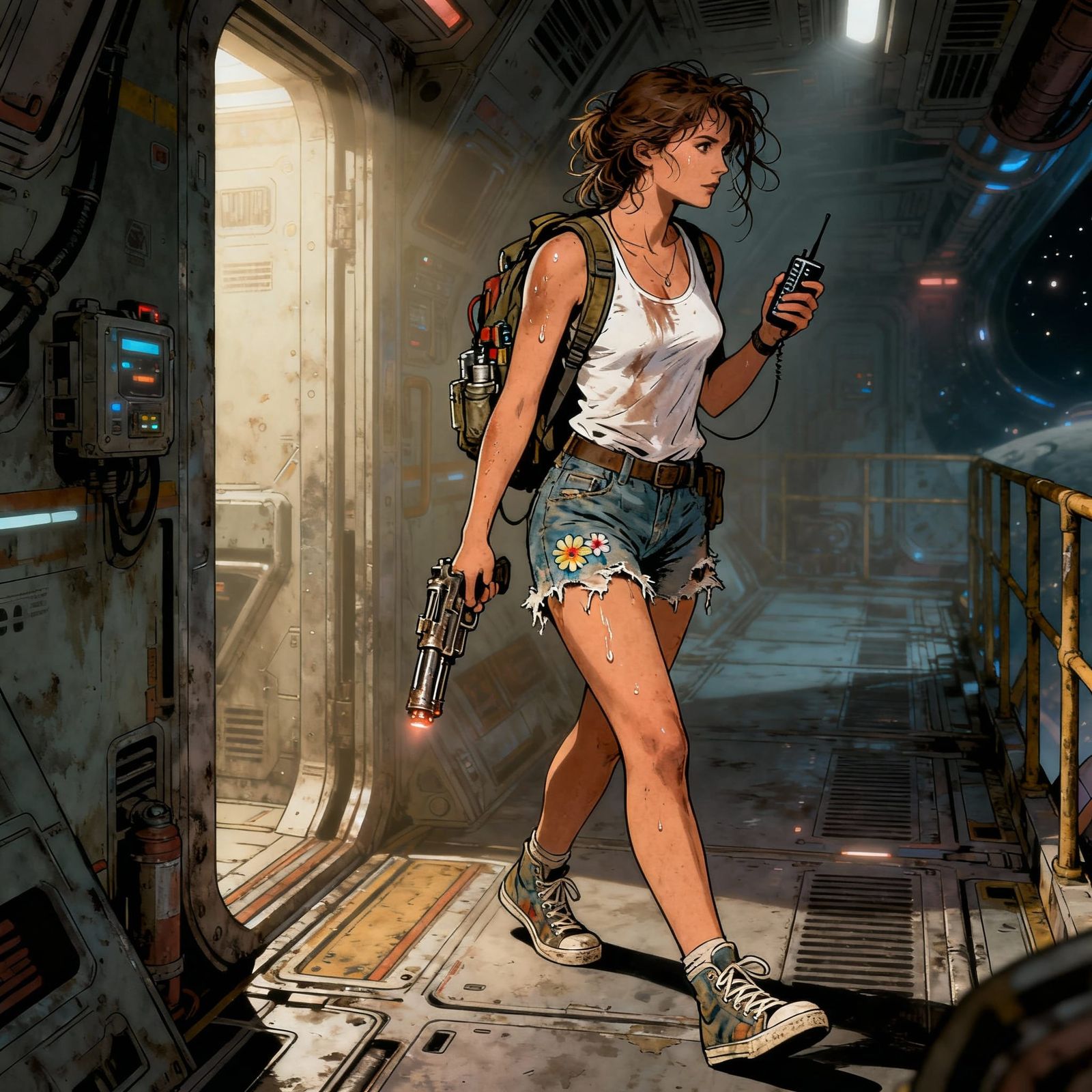 Russian Woman Explores Spacecraft in Comic Style