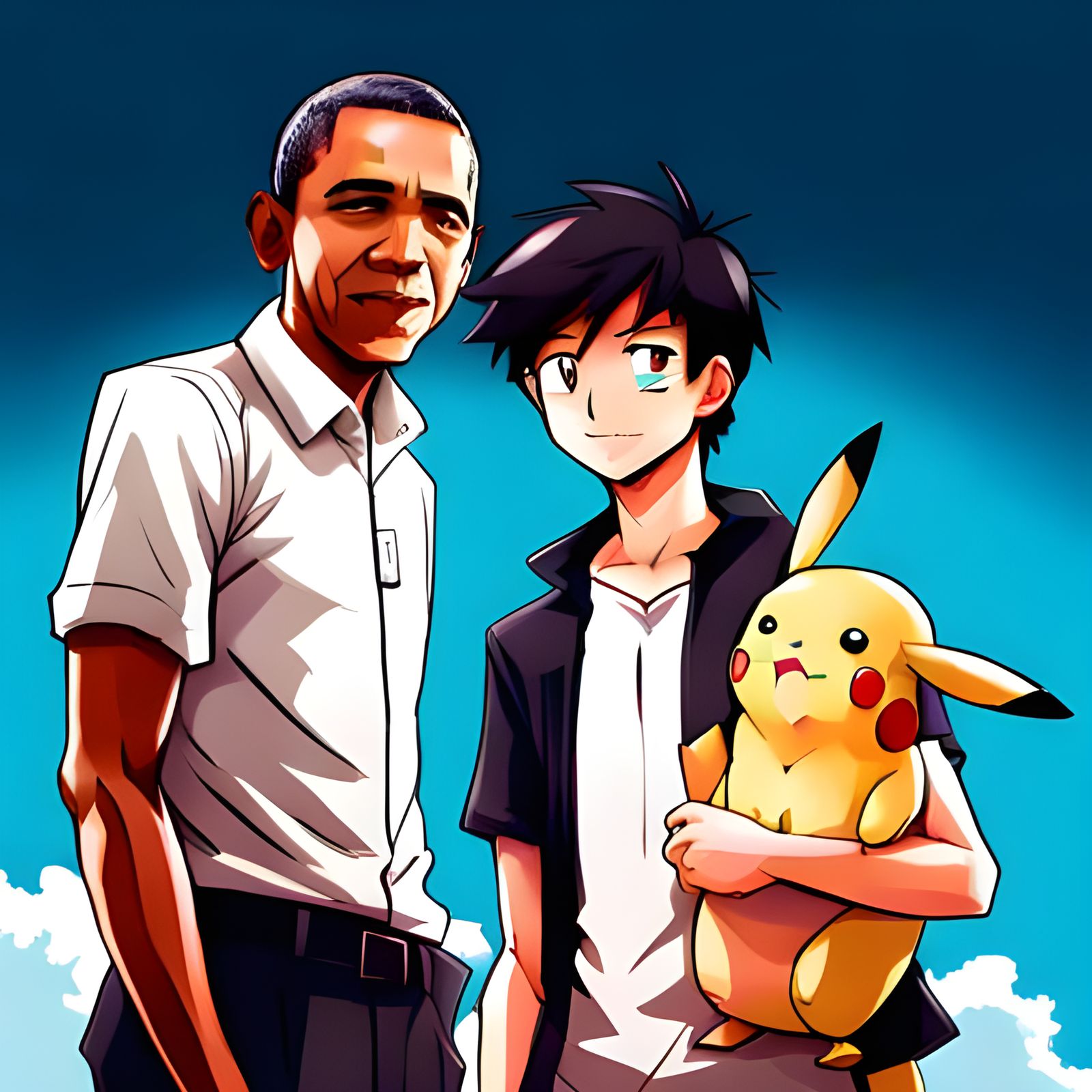 Obama as Pokémon Trainer in Anime Style