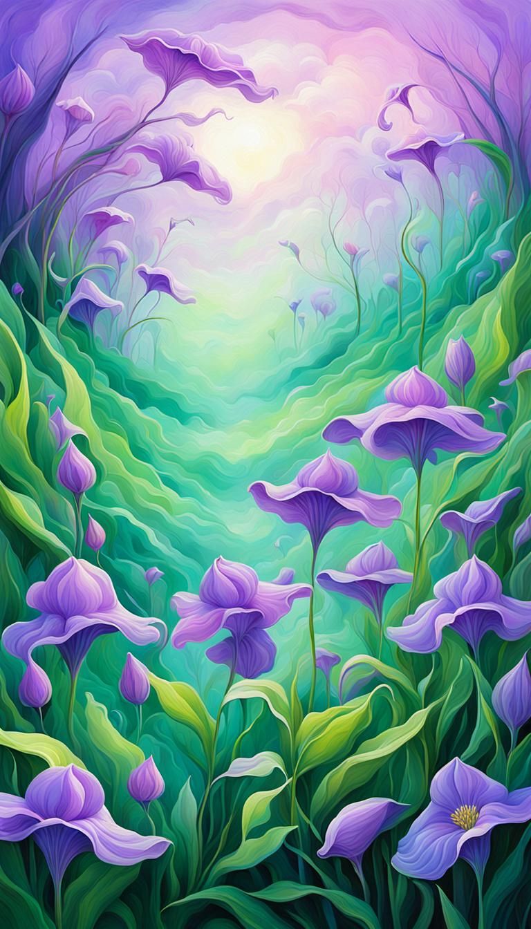 Psychedelic Surrealism: Ethereal Dayflower Dreamscape