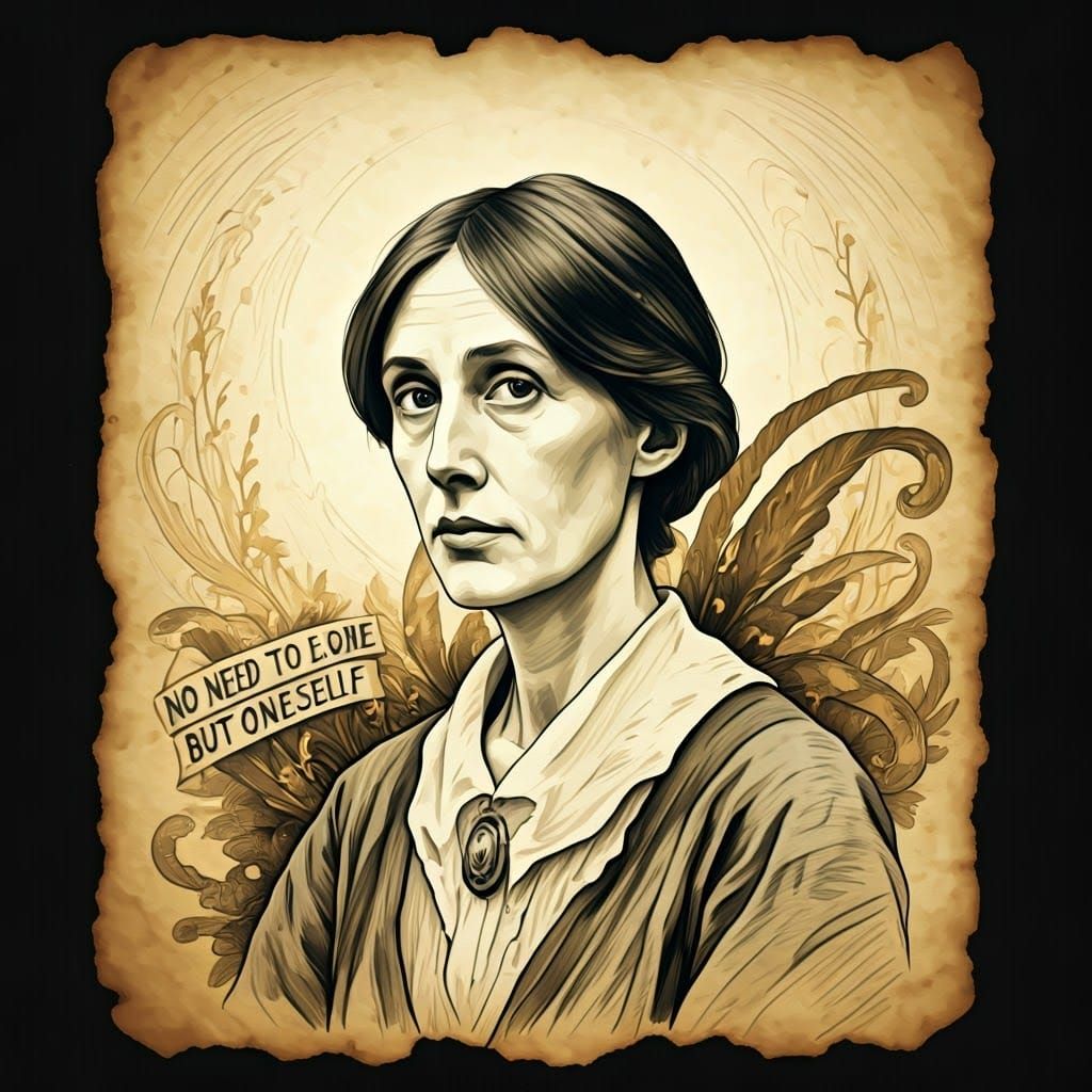 Virginia Woolf Portrait in Pencil Sketch Style