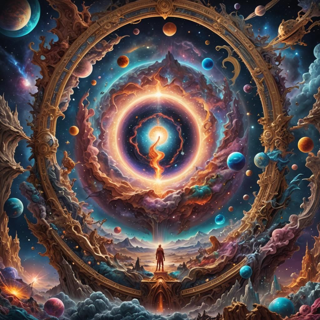 Cosmic World Birth: Epic Holographic Illustration