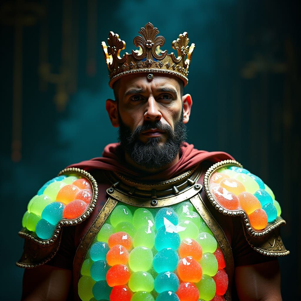 King in Jolly Rancher Armor: Cinematic Still