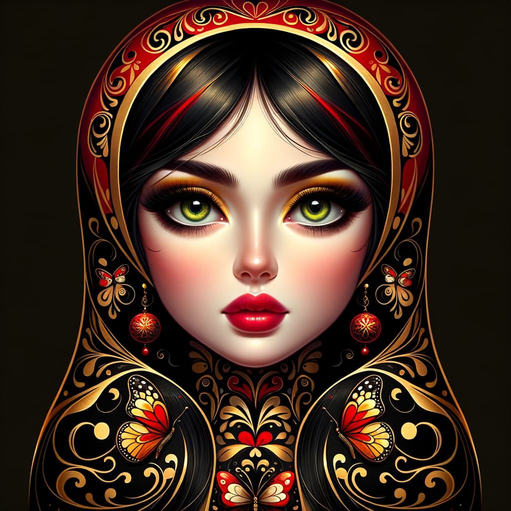 Ethereal Russian Goddess in Matryoshka Style