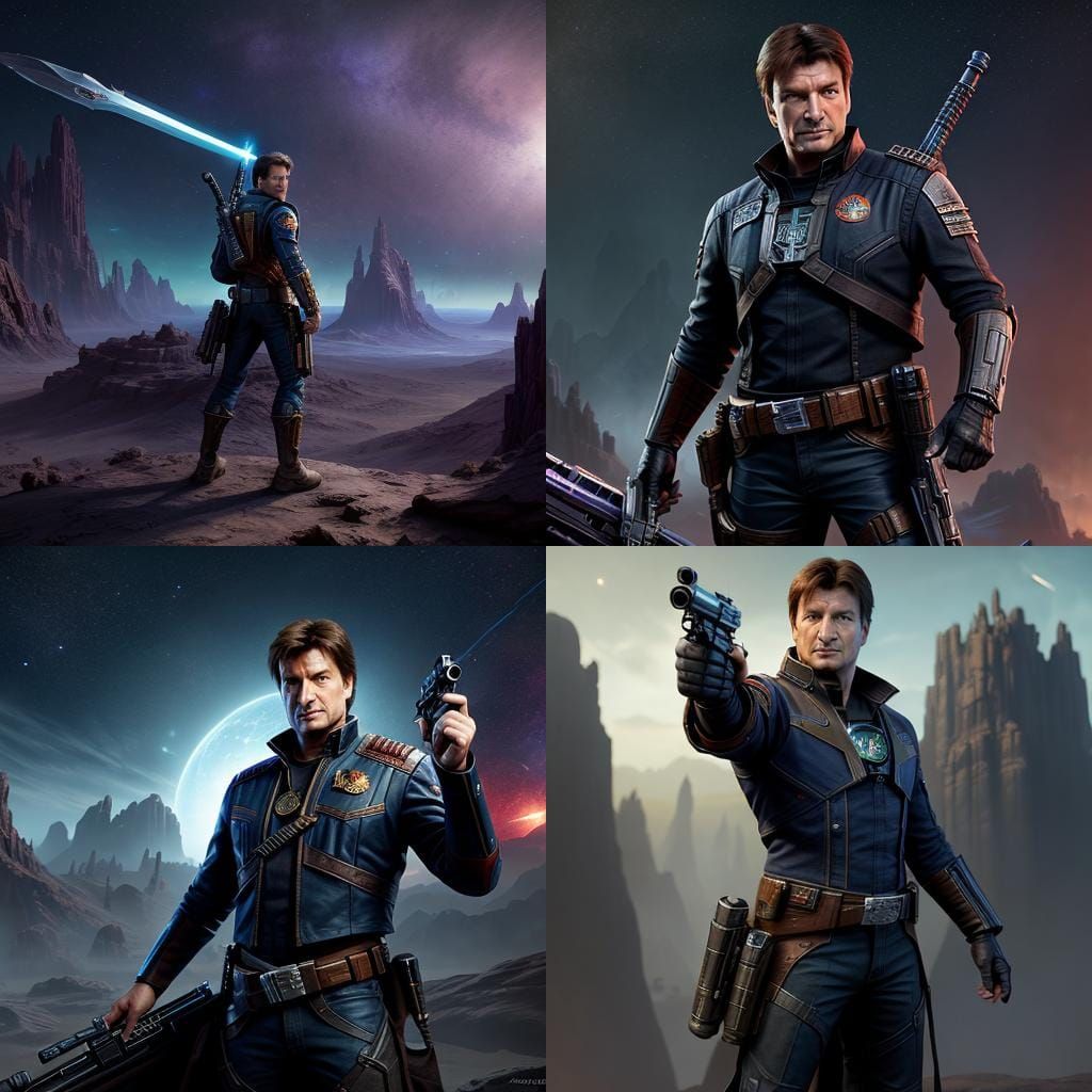 Space Cowboy with Blaster: Detailed Matte Painting